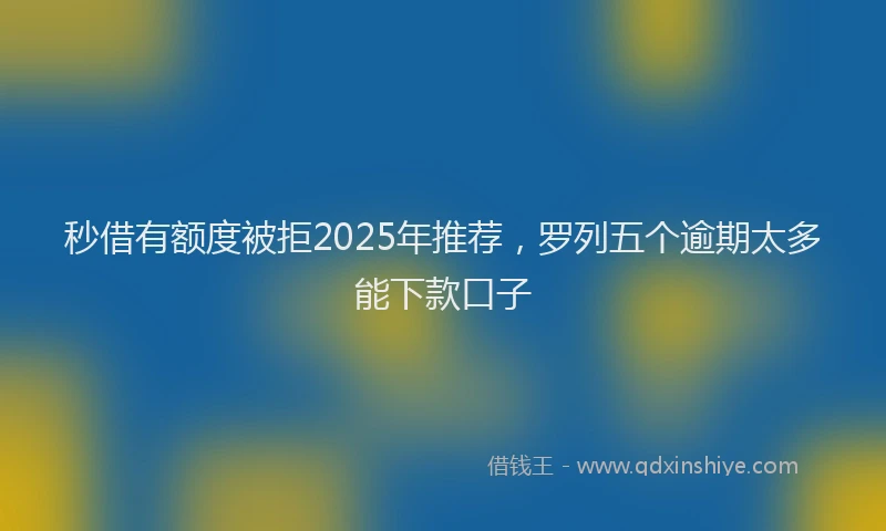 秒借有额度被拒2025年推荐，罗列五个逾期太多能下款口子