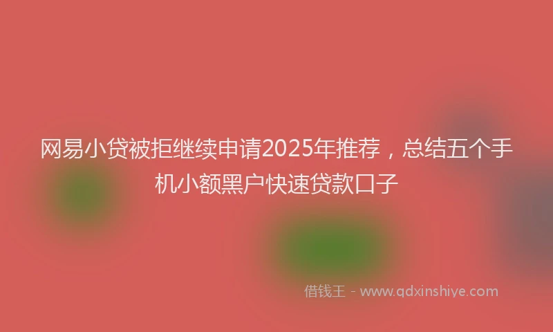 网易小贷被拒继续申请2025年推荐，总结五个手机小额黑户快速贷款口子