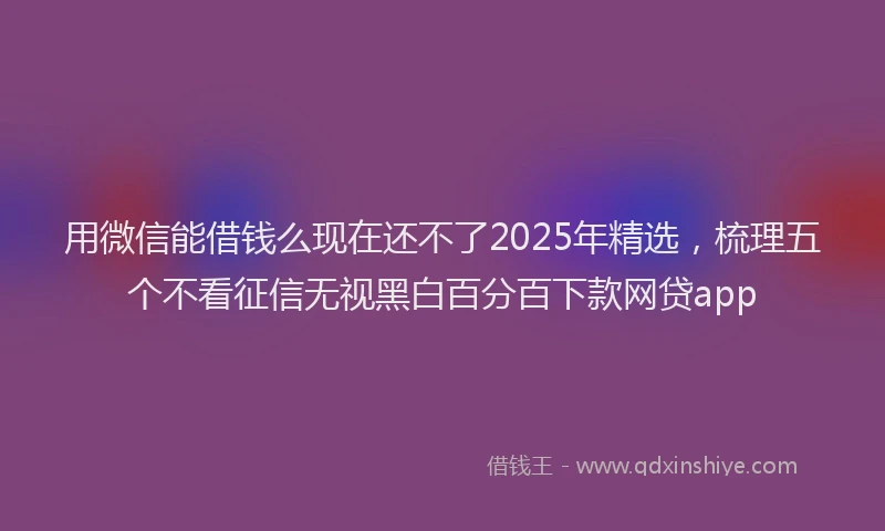 用微信能借钱么现在还不了2025年精选，梳理五个不看征信无视黑白百分百下款网贷app