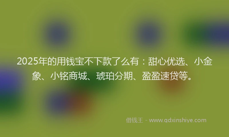 2025年的用钱宝不下款了么有：甜心优选、小金象、小铭商城、琥珀分期、盈盈速贷等。