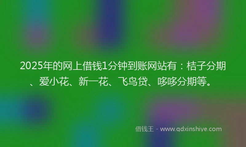 2025年的网上借钱1分钟到账网站有：桔子分期、爱小花、新一花、飞鸟贷、哆哆分期等。