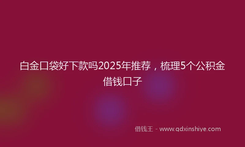 白金口袋好下款吗2025年推荐，梳理5个公积金借钱口子