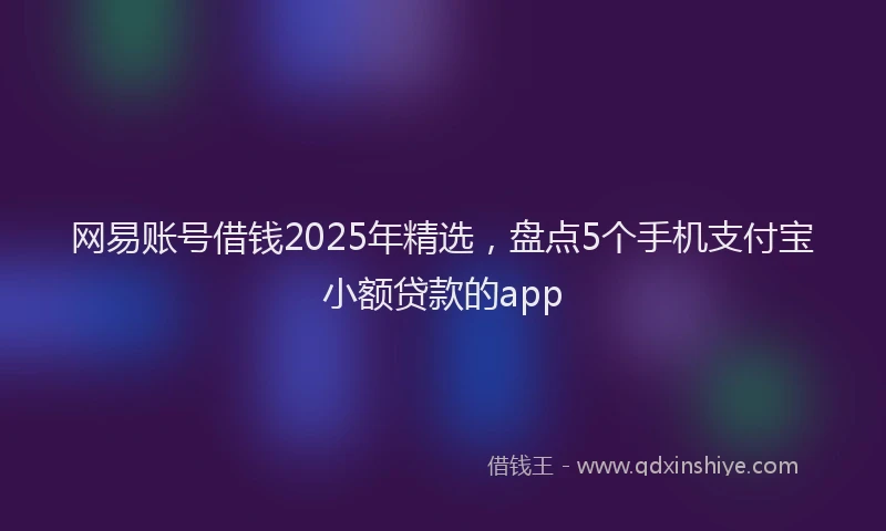 网易账号借钱2025年精选，盘点5个手机支付宝小额贷款的app