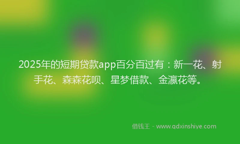2025年的短期贷款app百分百过有：新一花、射手花、森森花呗、星梦借款、金瀛花等。