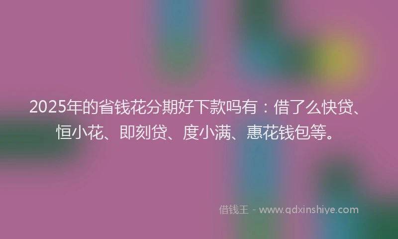 2025年的省钱花分期好下款吗有：借了么快贷、恒小花、即刻贷、度小满、惠花钱包等。