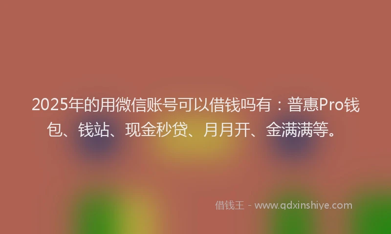 2025年的用微信账号可以借钱吗有：普惠Pro钱包、钱站、现金秒贷、月月开、金满满等。