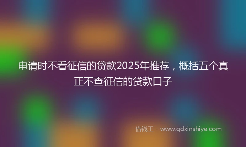 申请时不看征信的贷款2025年推荐，概括五个真正不查征信的贷款口子