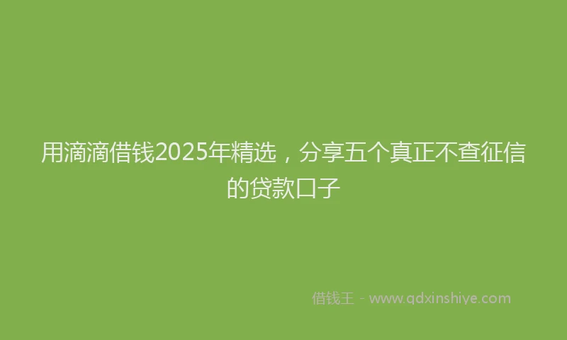 用滴滴借钱2025年精选，分享五个真正不查征信的贷款口子