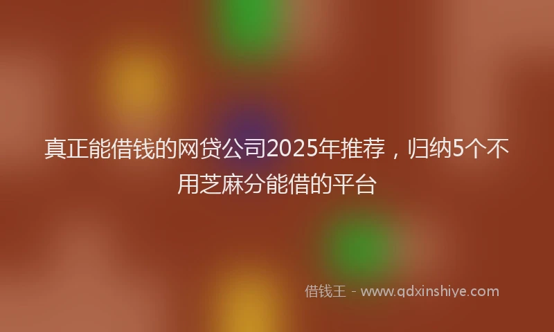 真正能借钱的网贷公司2025年推荐，归纳5个不用芝麻分能借的平台