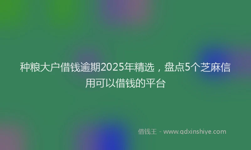 种粮大户借钱逾期2025年精选，盘点5个芝麻信用可以借钱的平台