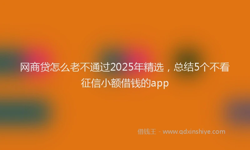 网商贷怎么老不通过2025年精选，总结5个不看征信小额借钱的app