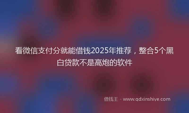 看微信支付分就能借钱2025年推荐，整合5个黑白贷款不是高炮的软件