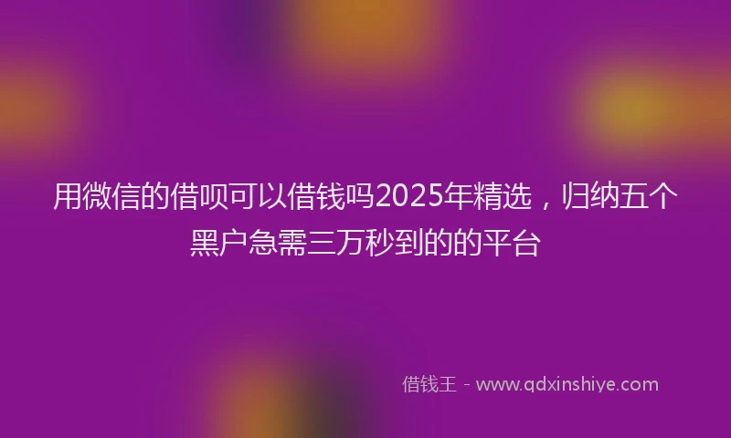 用微信的借呗可以借钱吗2025年精选，归纳五个黑户急需三万秒到的的平台