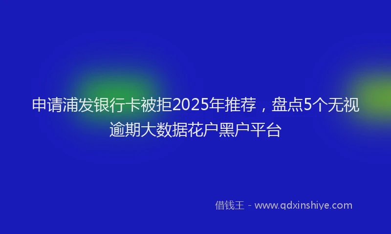 申请浦发银行卡被拒2025年推荐，盘点5个无视逾期大数据花户黑户平台