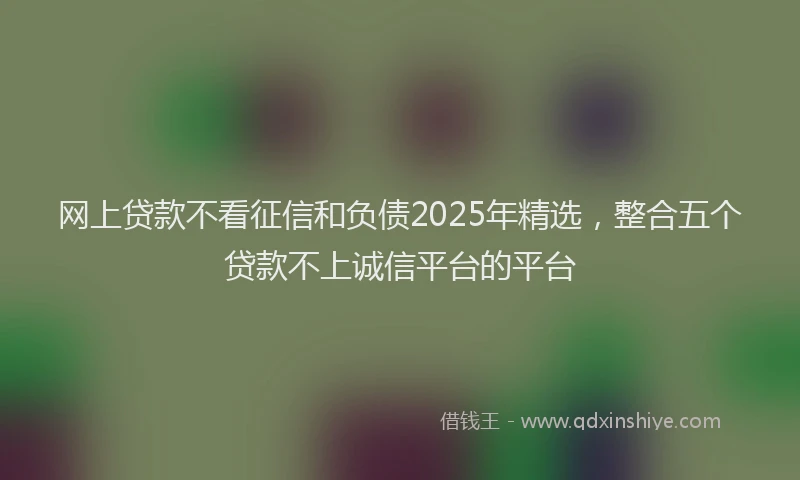 网上贷款不看征信和负债2025年精选，整合五个贷款不上诚信平台的平台