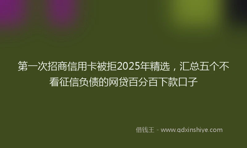 第一次招商信用卡被拒2025年精选，汇总五个不看征信负债的网贷百分百下款口子
