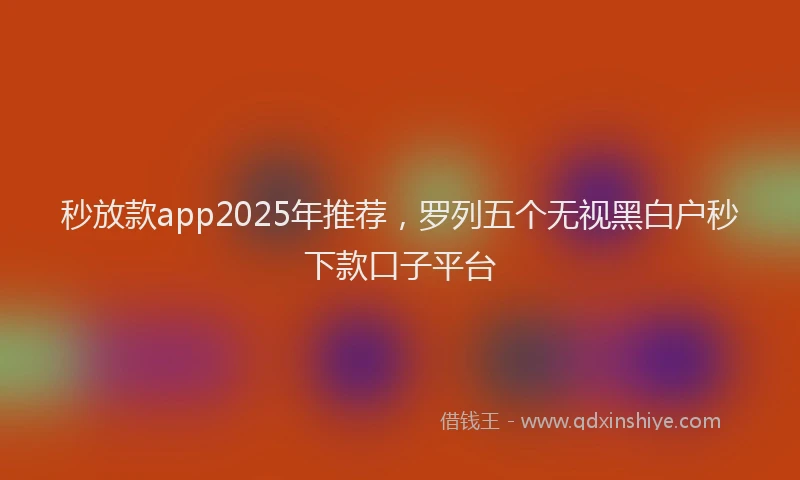 秒放款app2025年推荐，罗列五个无视黑白户秒下款口子平台