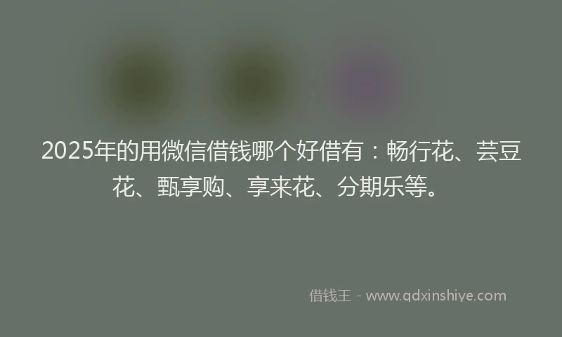 2025年的用微信借钱哪个好借有：畅行花、芸豆花、甄享购、享来花、分期乐等。
