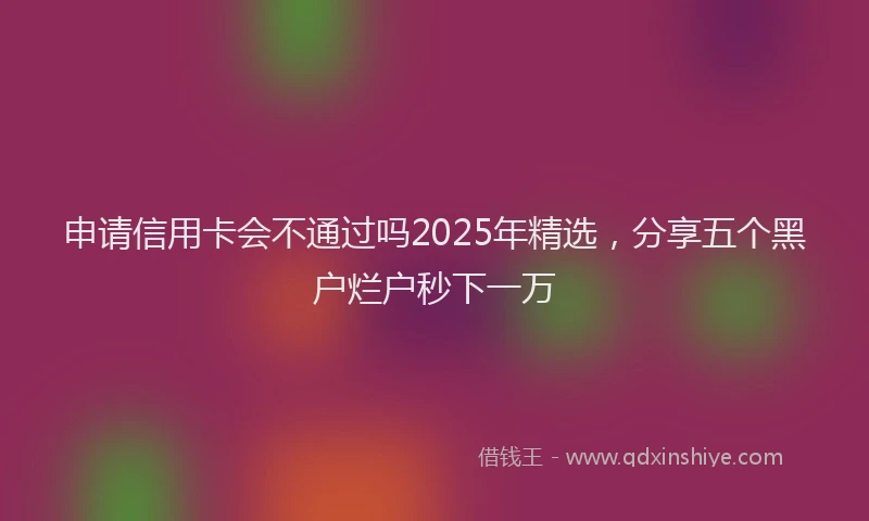 申请信用卡会不通过吗2025年精选，分享五个黑户烂户秒下一万