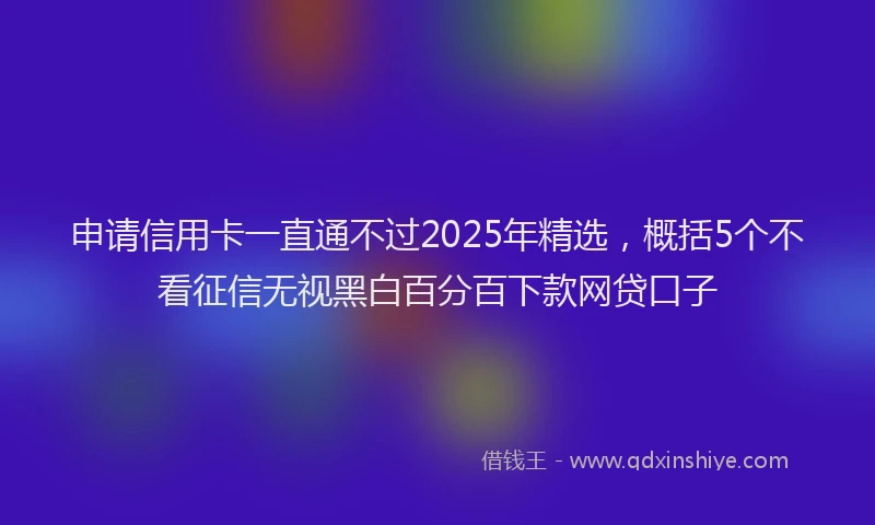 申请信用卡一直通不过2025年精选，概括5个不看征信无视黑白百分百下款网贷口子