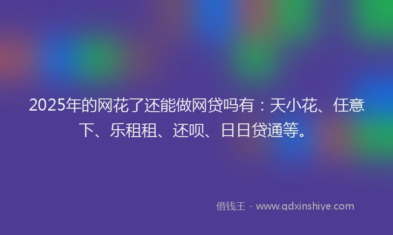 2025年的网花了还能做网贷吗有：天小花、任意下、乐租租、还呗、日日贷通等。