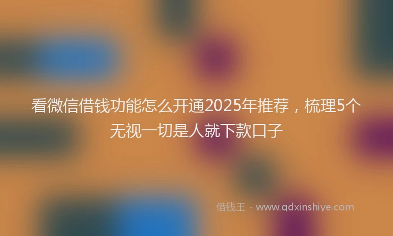 看微信借钱功能怎么开通2025年推荐，梳理5个无视一切是人就下款口子