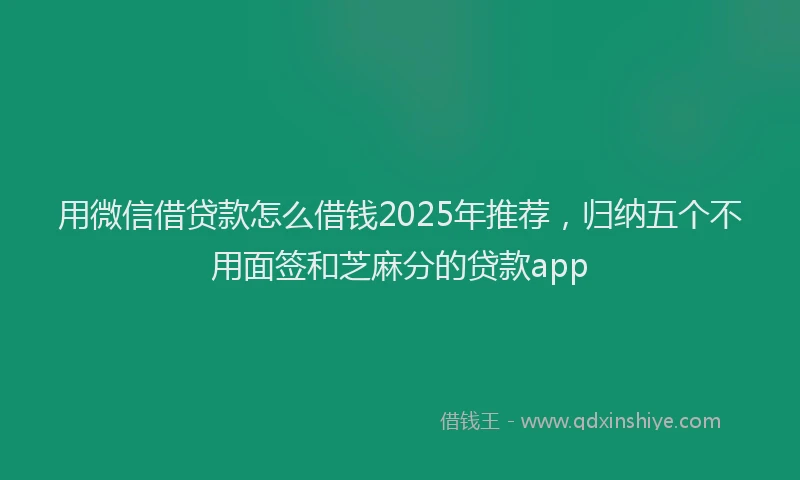 用微信借贷款怎么借钱2025年推荐，归纳五个不用面签和芝麻分的贷款app