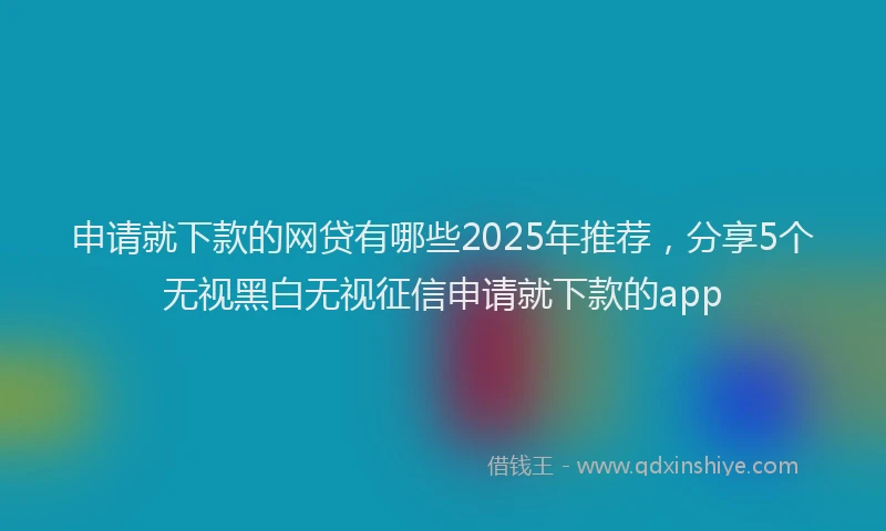 申请就下款的网贷有哪些2025年推荐，分享5个无视黑白无视征信申请就下款的app