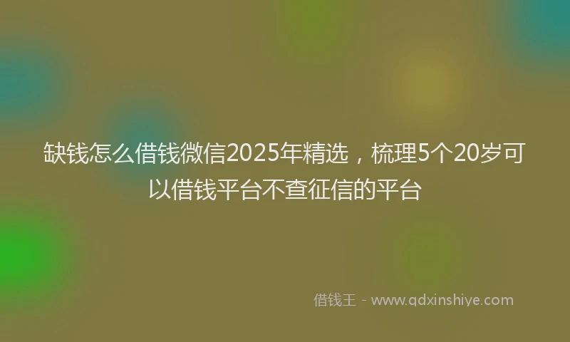 缺钱怎么借钱微信2025年精选，梳理5个20岁可以借钱平台不查征信的平台