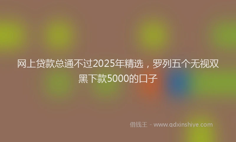 网上贷款总通不过2025年精选，罗列五个无视双黑下款5000的口子