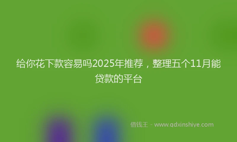 给你花下款容易吗2025年推荐，整理五个11月能贷款的平台