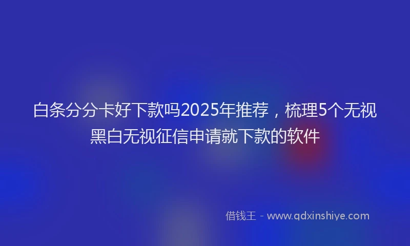 白条分分卡好下款吗2025年推荐，梳理5个无视黑白无视征信申请就下款的软件