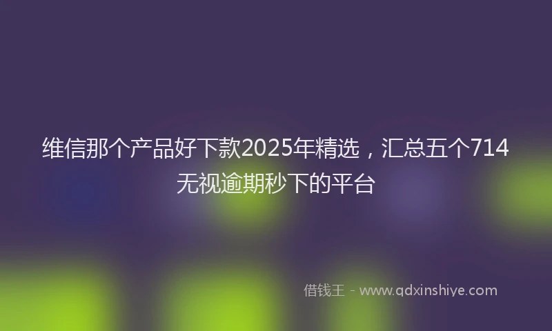 维信那个产品好下款2025年精选，汇总五个714无视逾期秒下的平台