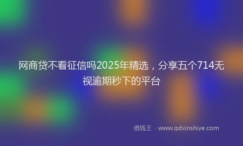 网商贷不看征信吗2025年精选，分享五个714无视逾期秒下的平台