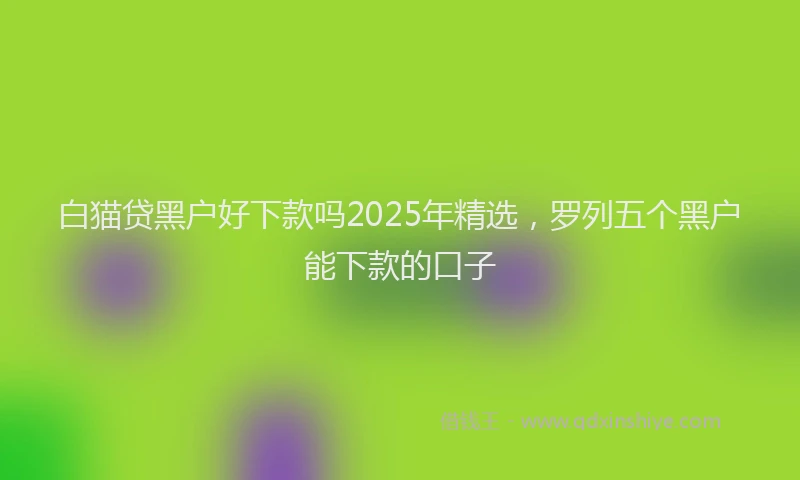 白猫贷黑户好下款吗2025年精选，罗列五个黑户能下款的口子