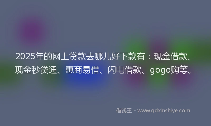 2025年的网上贷款去哪儿好下款有：现金借款、现金秒贷通、惠商易借、闪电借款、gogo购等。
