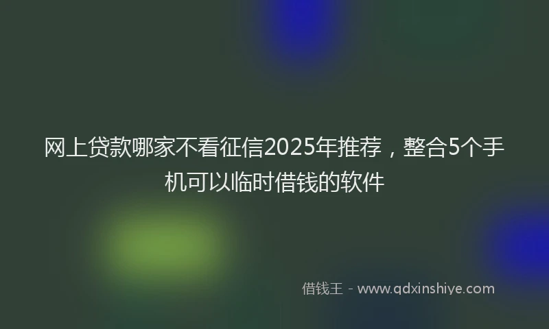网上贷款哪家不看征信2025年推荐，整合5个手机可以临时借钱的软件