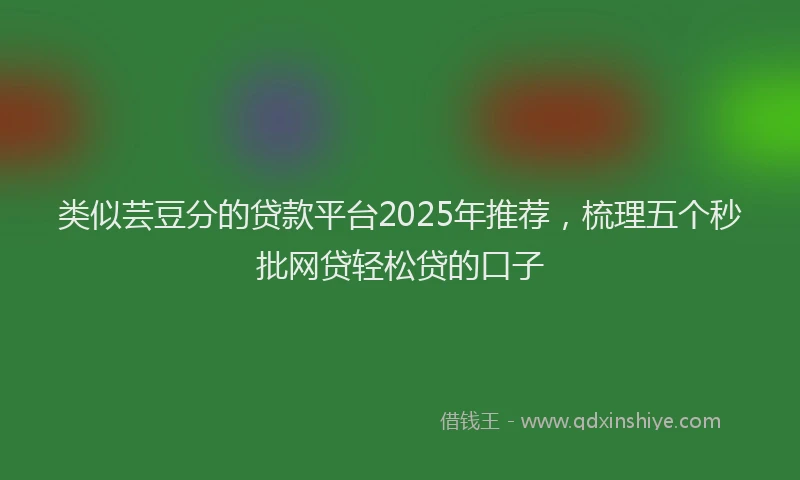 类似芸豆分的贷款平台2025年推荐，梳理五个秒批网贷轻松贷的口子