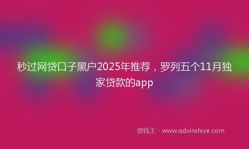 秒过网贷口子黑户2025年推荐，罗列五个11月独家贷款的app