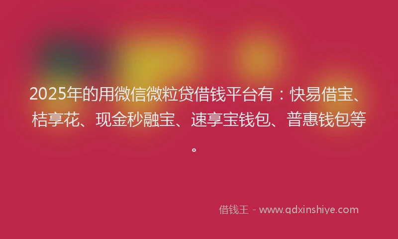 2025年的用微信微粒贷借钱平台有：快易借宝、桔享花、现金秒融宝、速享宝钱包、普惠钱包等。