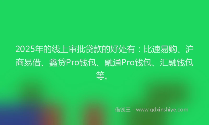 2025年的线上审批贷款的好处有：比速易购、沪商易借、鑫贷Pro钱包、融通Pro钱包、汇融钱包等。