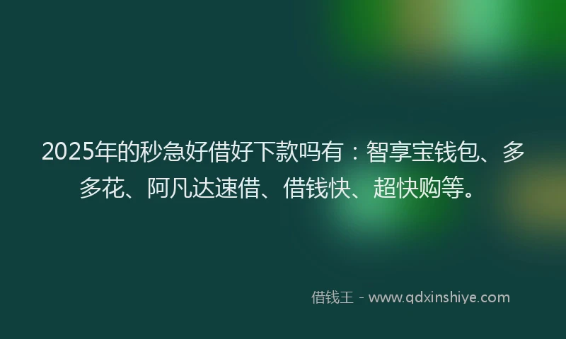 2025年的秒急好借好下款吗有：智享宝钱包、多多花、阿凡达速借、借钱快、超快购等。