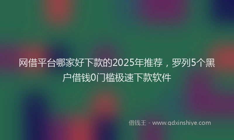 网借平台哪家好下款的2025年推荐，罗列5个黑户借钱0门槛极速下款软件