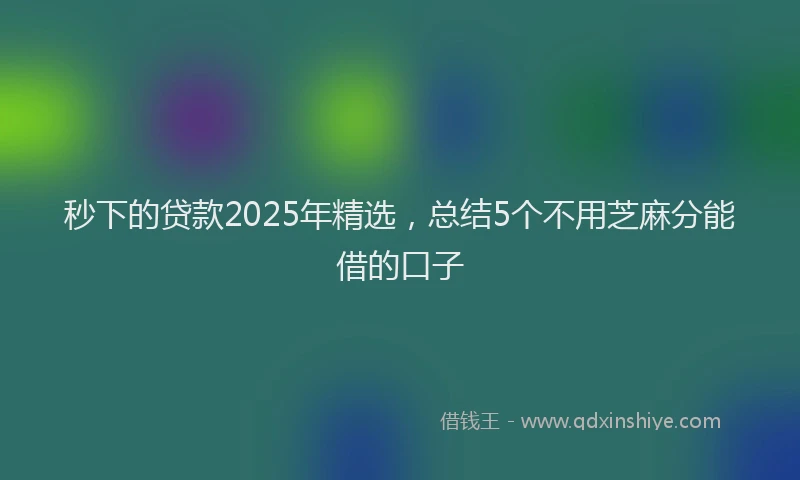秒下的贷款2025年精选，总结5个不用芝麻分能借的口子