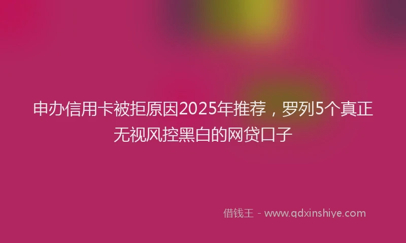 申办信用卡被拒原因2025年推荐，罗列5个真正无视风控黑白的网贷口子