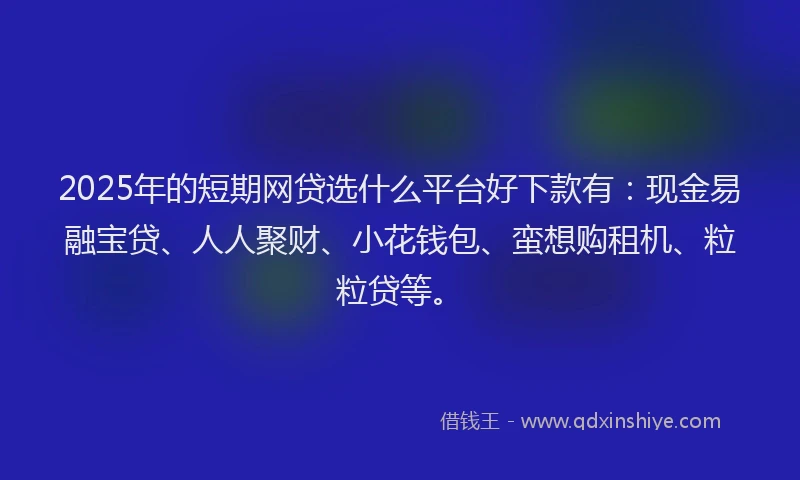 2025年的短期网贷选什么平台好下款有：现金易融宝贷、人人聚财、小花钱包、蛮想购租机、粒粒贷等。