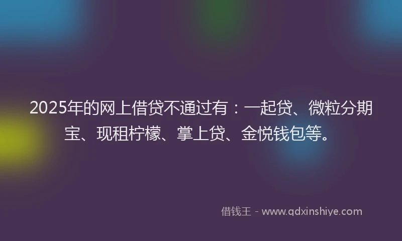 2025年的网上借贷不通过有：一起贷、微粒分期宝、现租柠檬、掌上贷、金悦钱包等。