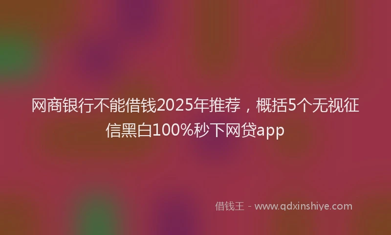 网商银行不能借钱2025年推荐，概括5个无视征信黑白100%秒下网贷app