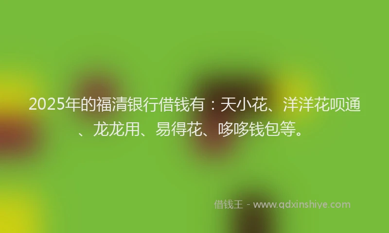 2025年的福清银行借钱有：天小花、洋洋花呗通、龙龙用、易得花、哆哆钱包等。