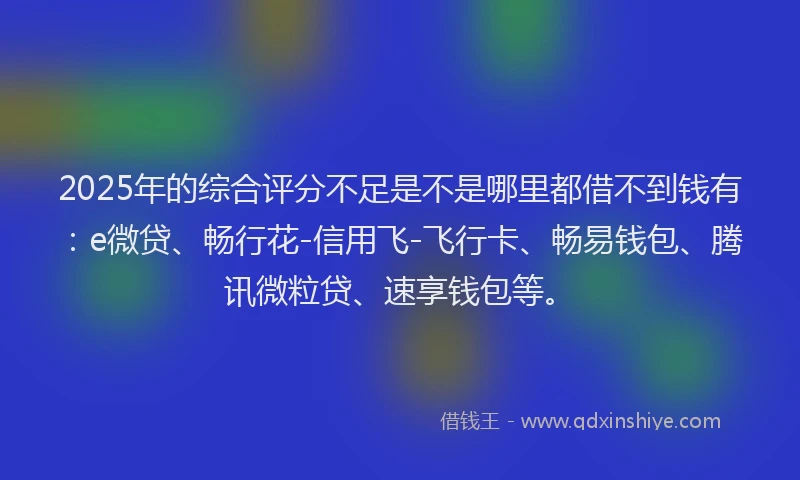2025年的综合评分不足是不是哪里都借不到钱有：e微贷、畅行花-信用飞-飞行卡、畅易钱包、腾讯微粒贷、速享钱包等。